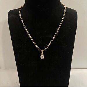 NEW Diamonique Paper Clip Chain Necklace with Pendant